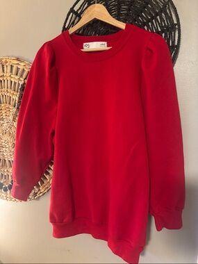 KMJ Kate McHale Jensen Cooper in Red - Women's sweatshirt with puff sleeves